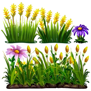 Cartoon Grass And Flowers Png 71 PNG image