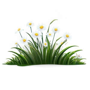 Cartoon Grass With Daisies Png Mnh PNG image