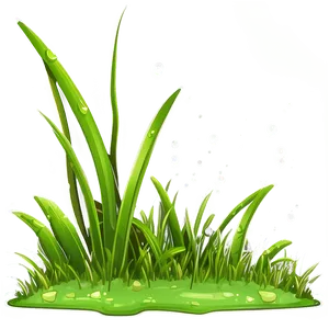 Cartoon Grass With Dew PNG 87