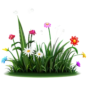 Cartoon Grass With Flowers Side PNG Bay82 PNG