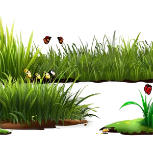 Cartoon Grass With Insects PNG Fej52 PNG