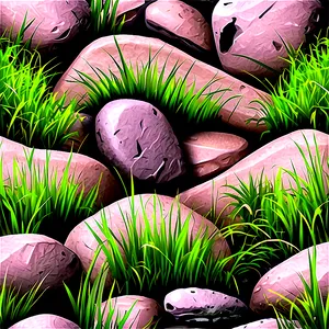 Cartoon Grass With Rocks PNG 06122024
