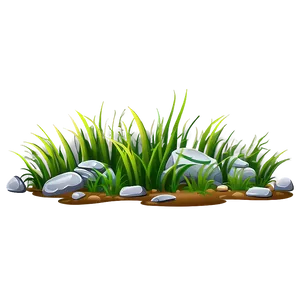 Cartoon Grass With Rocks PNG Knf17 PNG