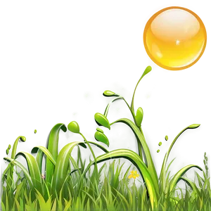 Cartoon Grass With Sun PNG Qio