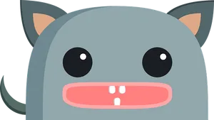 Cartoon_ Gray_ Cat_ Face_ Vector