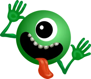 Cartoon Green Alien Sticking Out Tongue