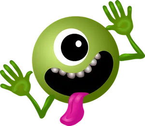 Cartoon Green Alien Sticking Out Tongue