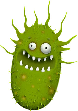 Cartoon Green Bacteria Character