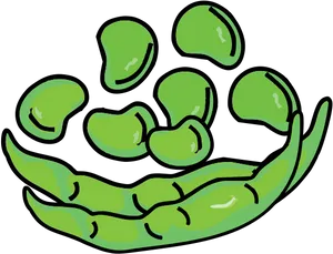 Cartoon Green Beans Vector PNG image