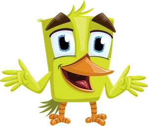 Cartoon Green Bird Character