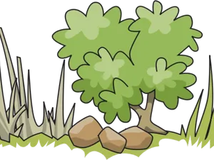 Cartoon Green Bush Vector PNG image