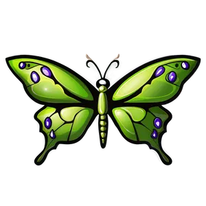 Cartoon Green Butterfly PNG 86