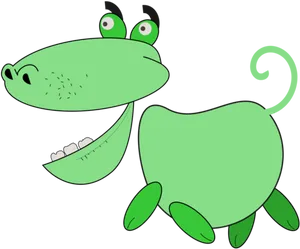 Cartoon Green Creature Illustration PNG image