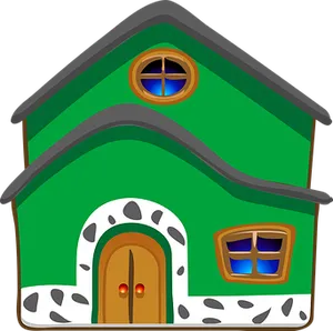 Cartoon Green House Graphic