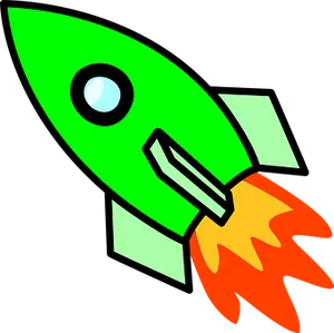 Cartoon Green Rocket Flame PNG image