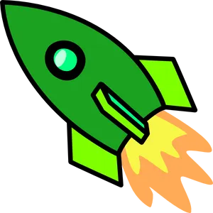 Cartoon Green Rocket Launch PNG image