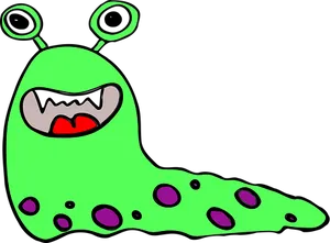 Cartoon Green Slug Alien