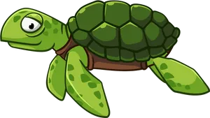Cartoon Green Turtle Illustration PNG image