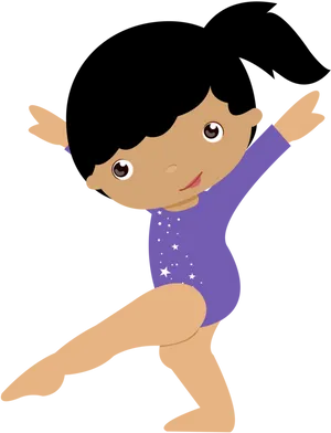 Cartoon Gymnastin Purple Leotard PNG image