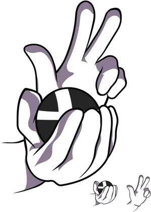 Cartoon Hand Peace Sign PNG image
