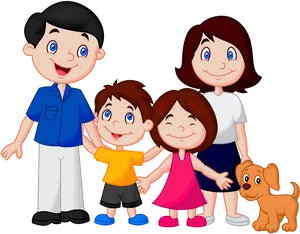 Cartoon Happy Family With Dog PNG image