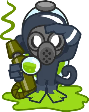 Cartoon Hazmat Octopus Character PNG