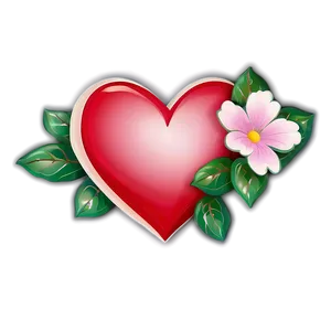 Cartoon Heart With Flowers PNG 51