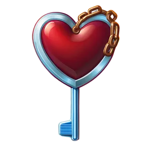 Cartoon Heart With Key PNG 06132024
