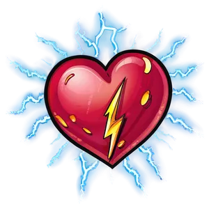 Cartoon Heart With Lightning PNG 06132024 PNG