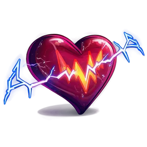 Cartoon Heart With Lightning PNG 06132024
