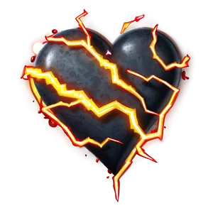 Cartoon Heart With Lightning PNG Sft9 PNG