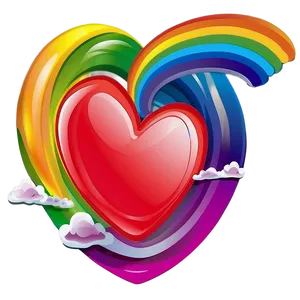 Cartoon Heart With Rainbows PNG Myf