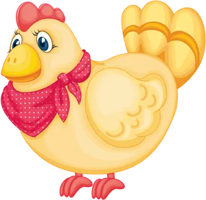 Cartoon Hen Wearing Red Scarf.png PNG image