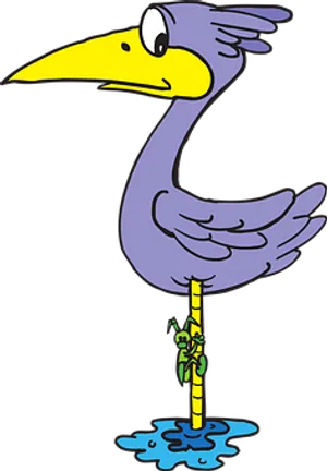 Cartoon Heron Standing In Water PNG image