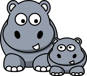 Cartoon Hippoand Calf PNG image