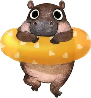Cartoon Hippopotamus In Floatie PNG image