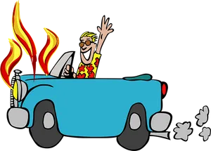 Cartoon Hotrod Flames Joyride