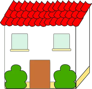 Cartoon Housewith Red Roof