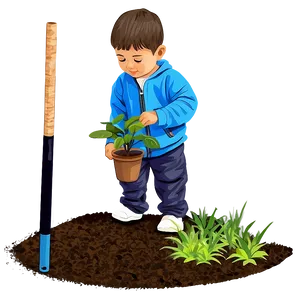 Cartoon Kid Planting Tree Png 93 PNG image