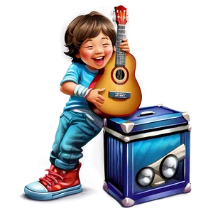 Cartoon Kid Playing Guitar Png 06132024 PNG image