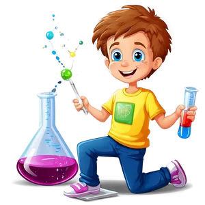 Cartoon Kid With Science Project PNG 92