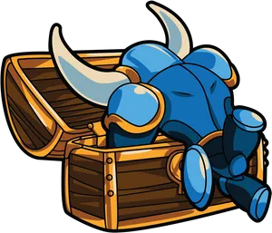 Cartoon Knight Armorin Treasure Chest PNG image