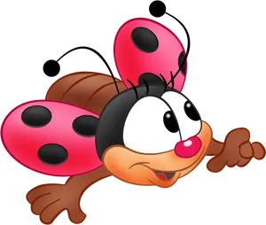 Cartoon Ladybug Pointing PNG image