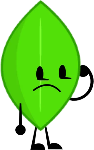 Cartoon Leaf Character Unhappy Expression PNG image