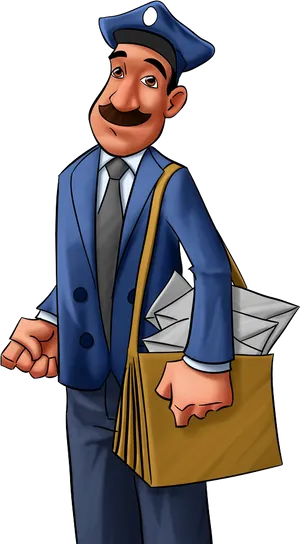 Cartoon Mailman With Letters PNG image