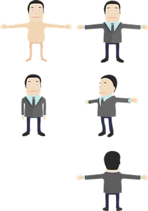 Cartoon Man Evolution Stages PNG image