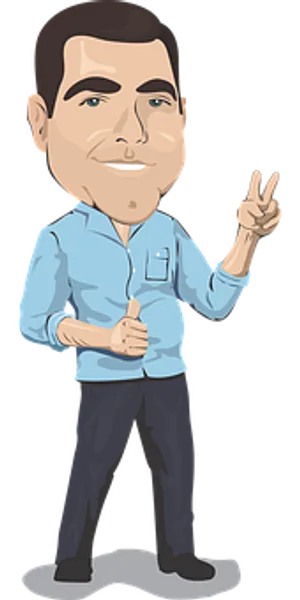 Cartoon Man Giving Peace Sign