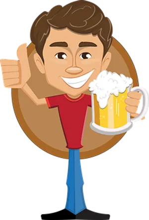 Cartoon Man Holding Beer Mug