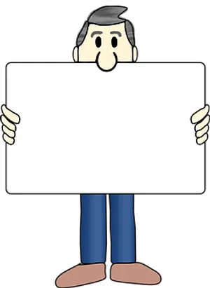 Cartoon Man Holding Blank Sign PNG image