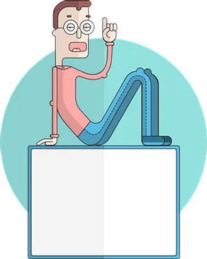 Cartoon Man Sitting On Sign